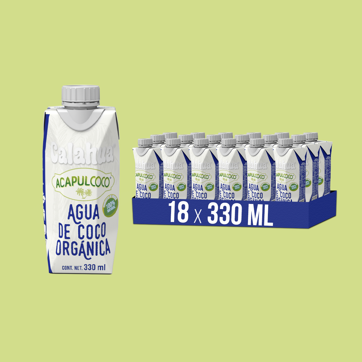 Agua de Coco Orgánica, Tetra Prisma de 330 ml. 18