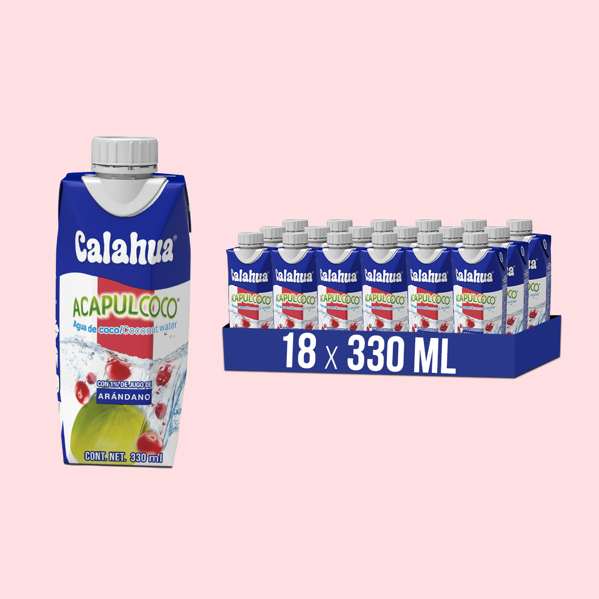 Agua de Coco con jugo de arándano, Tetra Prisma de 330 ml. 18